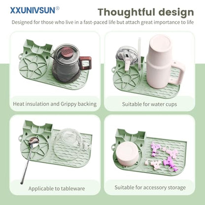 Water Bottle Drying Rack for Stanley & Owala, Silicone Mat, Matcha Green - color: Green