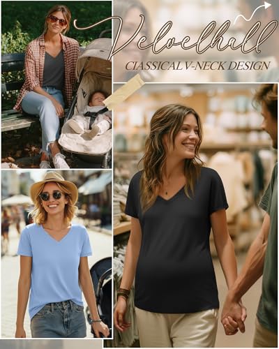 4 Pack Women's Nursing Maternity Shirts - color: Black, Dark Gray, Sky Blue, Light Pink, size: X-Large