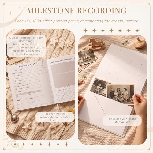Crtiin Beige Childhood Memory Book Pregnancy Journal for First Time Mom - color: Beige