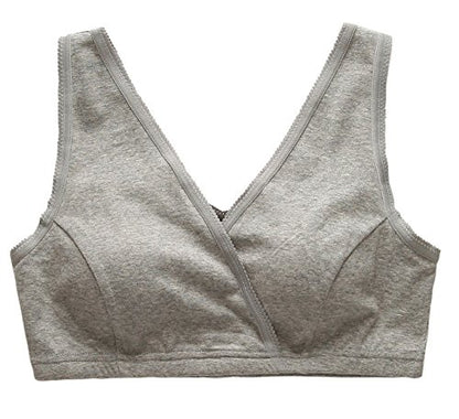 Women's Cotton Tank Sleep Bra for Maternity and Nursing - color: Grey+black, size: X-Large