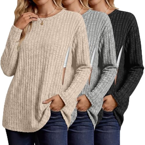 3 Pack Women's Long Sleeve Nursing Shirts - size: XX-Large