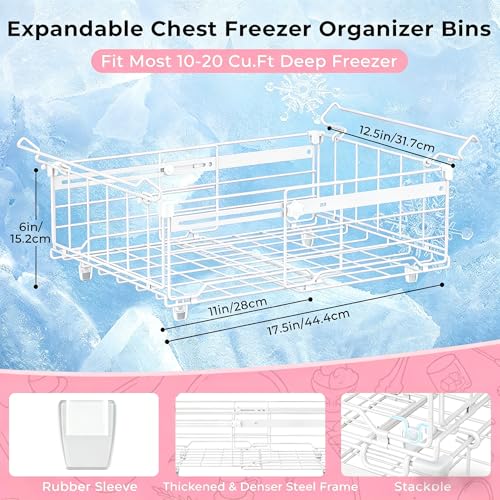 Stackable Chest Freezer Organizer Bins - White, 4 PCS - color: White