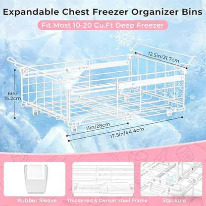 Stackable Chest Freezer Organizer Bins - White, 4 PCS - color: White