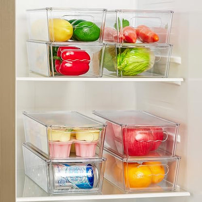 Vtopmart 8pcs Clear Stackable Storage Bins with Lids - size: With Lid