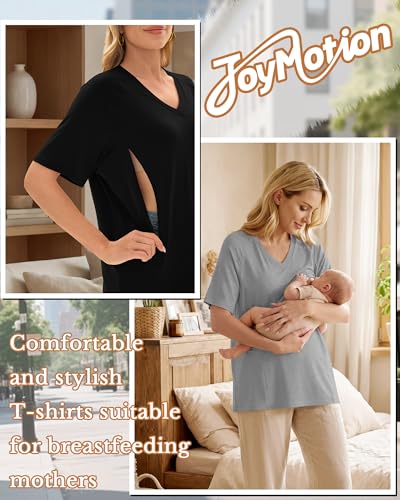 4 Pack Women's Nursing Short Sleeve Shirts - color: Khaki, Cream, Light Gray, Black, size: Small