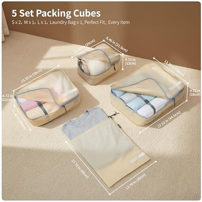 Cipway Packing Cubes for Travel 5 Set Vanilla Cream - color: Vanilla Cream