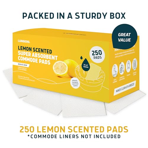 Lunderg Lemon Scented Super Absorbent Commode Pads - Value Pack 250 Count - size: 250 Count (Pack of 1)