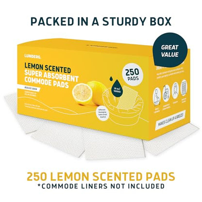 Lunderg Lemon Scented Super Absorbent Commode Pads - Value Pack 250 Count - size: 250 Count (Pack of 1)