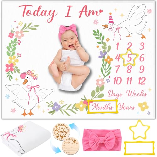 Silly Goose Baby Milestone Blanket for Baby Girl,