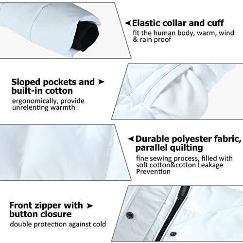 BINACL Women's Winter Warm Thicken Long Outwear Pockets Coat Parka Jacket XS-3XL - color: White, size: X-Large