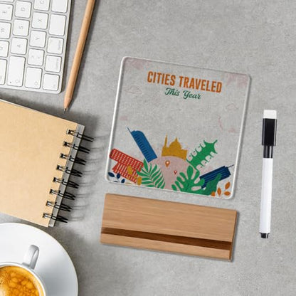Personalized Cities Traveled This Year Tracker Sign Travel Log with Markers - color: Cities