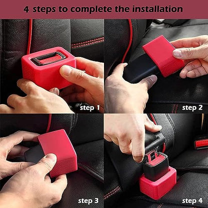 Sandhill Tools Car Seat Belt Buckle Holder, Flexible Silicone Buckle, Buckle Booster Raises Seat Belt for Easy Access, Red Color - 2 Pack