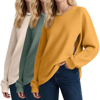 Oakgarden 3 Pack Women's Oversized Nursing Tops - color: Ginger Yellow, Light Green, Cream White, size: Small