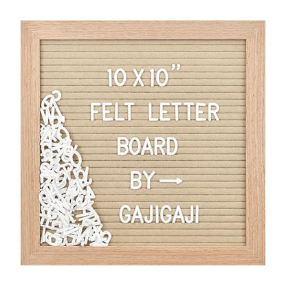Felt Letter Board, 10 x 10 inch Wooden Frame, Beige - color: Beige