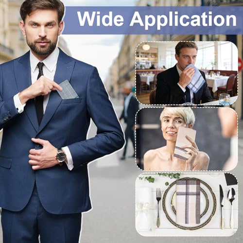 [12 PCS] Handkerchiefs for Men, 16x16 Inch, 100% Soft Cotton Classic Style Handkerchief, Pocket Squares for Men with Check