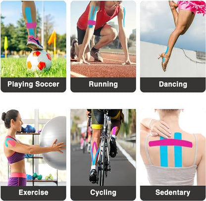 Precut Kinesiology Tape Strips,Waterproof Athletic Tape Muscle Pain Relief - color: Mix-4, size: 40PCS