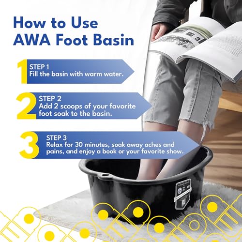 Extra Large Foot Soaking Tub, Sturdy Foot Bath Basin, Pedicure Bowl - Black - color: Black Foot Basin