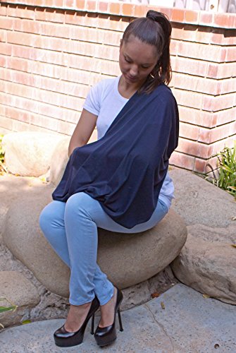 2pk Scarves Breastfeeding Privacy Cover Infinity Scarf Soft, Blue & Black - color: Navy Blue & Solid Black