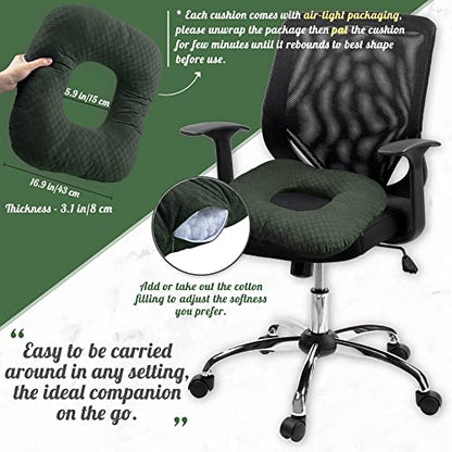Donut Pillow for Tailbone Pain, Hemorrhoid Pillow (Dark Green) - color: Dark Green
