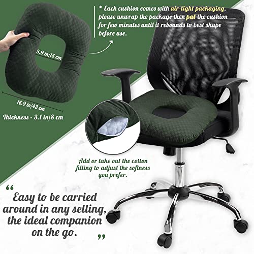 Donut Pillow for Tailbone Pain, Hemorrhoid Pillow (Dark Green) - color: Dark Green