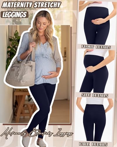 3 Pack Women's Maternity Pants Home Lounge Pajamas - color: Black, Dark Heather Gray, Navy Blue, size: Small