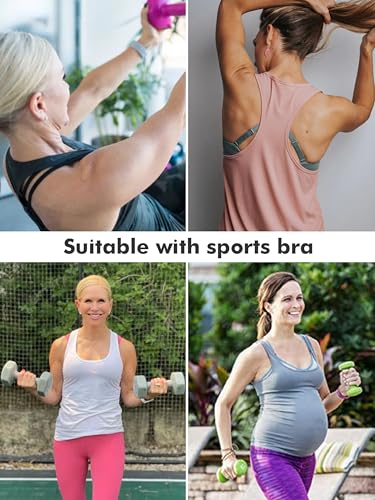Ecavus 3PCS Women's Maternity Tank Tops Racerback Workout Maternity Clothes - color: 01-black/Grey/Green, size: Medium