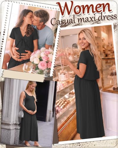 Women's Maxi Sundress Cropped Cardigan Set - color: Black, size: X-Large