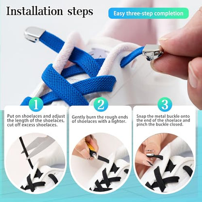 Elastic No Tie Shoe Laces for Kids and Adults Sneakers, Stretch Flat Tieless Shoelaces - color: Dark Grey
