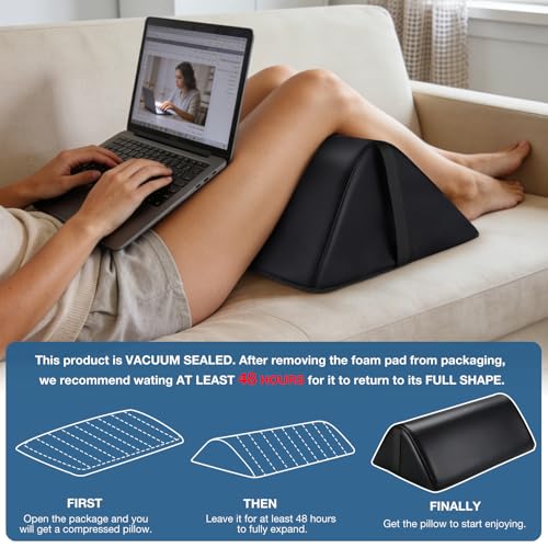 Knee Wedge Pillow for Legs, Under Knee Elevated Pillow for Sleeping on Back - color: Triangle - Black