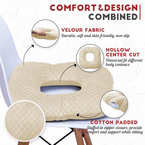 Donut Pillow for Tailbone Pain, Hemorrhoid Pillow (Beige) - color: Beige