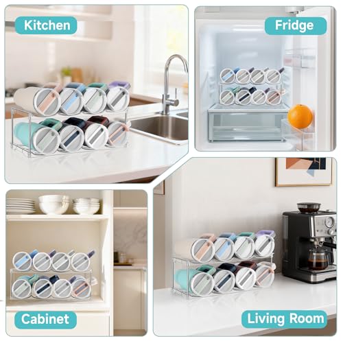 spospo Stackable Water Bottle Organizer Large Compartment Bottle Holder - size: 2 pack