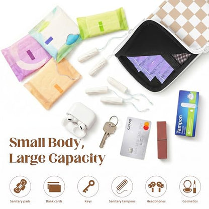 2PCS Tampon Holder Zipper Pouches Portable Period Bags - color: Flower Plaid