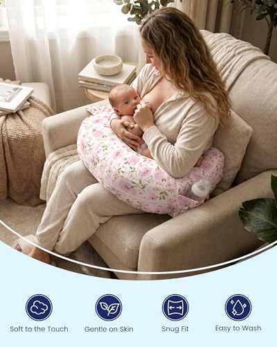 Nursing Pillow Cover Compatible with My Breast Friend Deluxe/Original - color: Meredith Allover Floral