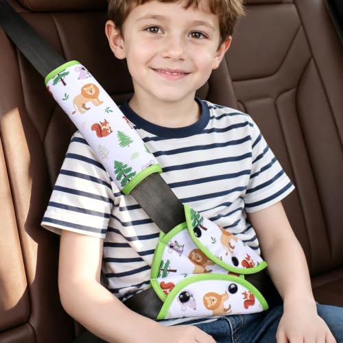 COOLBEBE Kids Seat Straps Cover Pad, Forest Animals - color: White Zoo