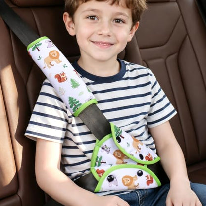 COOLBEBE Kids Seat Straps Cover Pad, Forest Animals - color: White Zoo