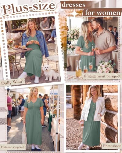 Plus Size Maxi Dress for Women - color: Gray Green, size: XX-Large