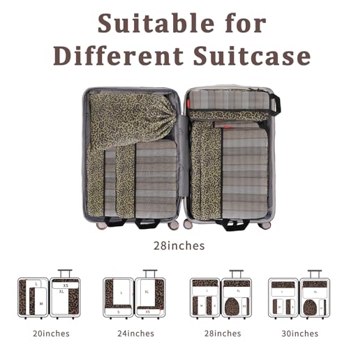U+U 6 Set Compression Packing Cubes - Ultralight Travel Organizers - color: Leopard, size: 6 Set