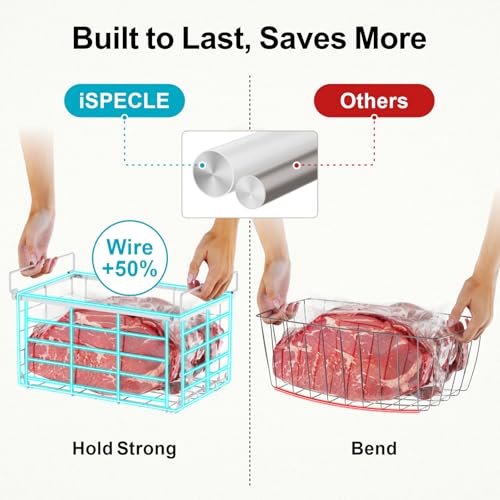 iSPECLE Deep Freezer Organizer Bins - Large Baskets for 5-7 Cu.Ft, 3 Pack - color: 3-Pack White