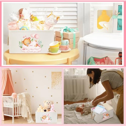 Pickmesh Baby Shower Storage Basket with Gift Bags, Pink Bear - style: Pink Bear