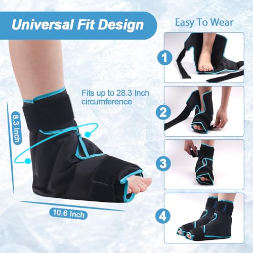 NEWGO Foot Ice Pack Wrap for Plantar Fasciitis, 2 Pack, Black - color: Black-2 Pack