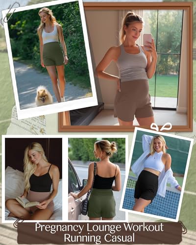 3 Pack Women's Maternity Shorts - color: Black, Army Green, Coffee, size: XX-Large