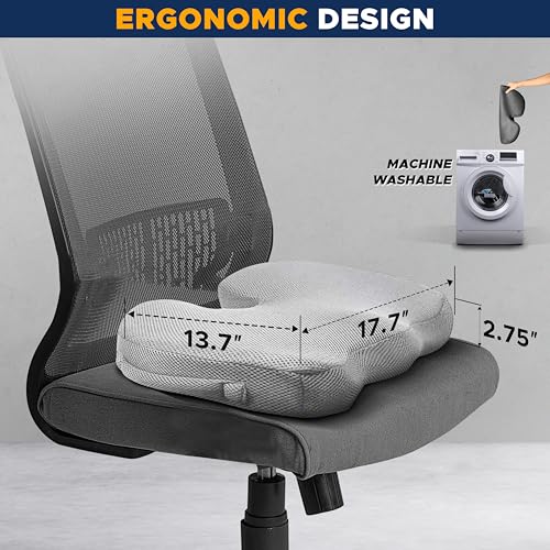 EcoNour Gel Seat Cushion for Tailbone Pain Relief | Computer Chair Cushion - color: Grey