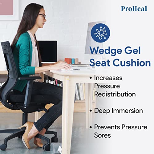 Gel Wedge Wheelchair Seat Cushion - High Density Foam, Stretch Nylon Cover, Deep Immersion Gel for Pressure Redistribution - Back, Tailbone, Coccyx Support - Eliminates Sliding - 16" x 16" x 3"-1.5" - size: 16" x 16" x 3"-1.5"