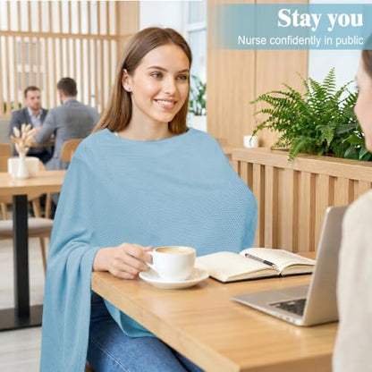 Basumee Nursing Cover for Breastfeeding Breathable Mesh 360 Full Privacy - color: Dusty Blue, size: 1 Pack