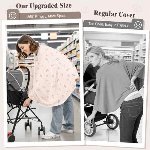 Basumee Nursing Cover for Breastfeeding Breathable Mesh 360 Full Privacy - color: Almond Beige Branches, size: 1 Pack