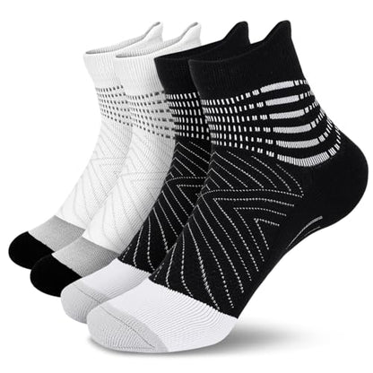 IRAMY Compression Ankle Support Socks Women - Wicking, Cushioned Athletic, Plantar Fasciitis Relief 2/3/6 Pairs - color: Black+white(2 Packs), size: Medium