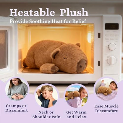 IKASA Microwavable Stuffed Animal Capybara Plush, Heating Weighted 1.5 lbs - color: Brown Capybara
