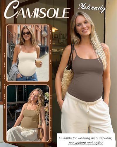 3 Pack Womens Maternity Nursing Camisoles - color: Cream, Khaki, Brown, size: Medium