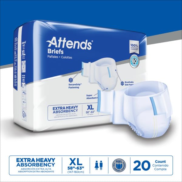 Attends Adult Incontinence Briefs, X-Large, Extra Heavy Absorbency, 60ct - size: X-Large (60 Count)