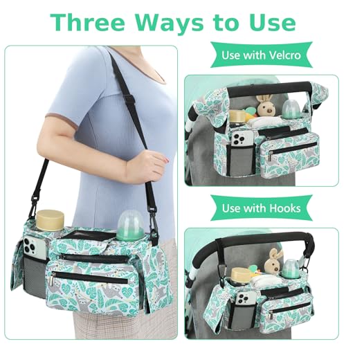 Accmor Universal Stroller Organizer with Insulated Cup Holder - color: Sloth